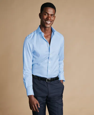 Charles Tyrwhitt Men's Spread Collar Solid Dress Shirt, Macy's Exclusive In Blue