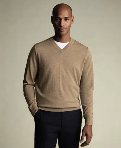 Charles Tyrwhitt Men's  Pure Merino V-neck Sweater In Neutral
