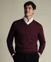 Charles Tyrwhitt Men's V-neck Regular-fit Sweater In Burgundy