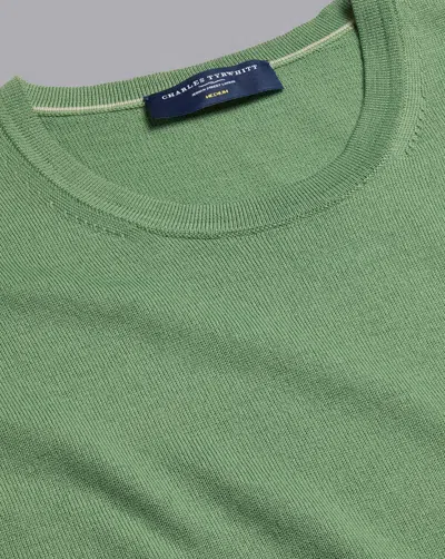 Charles Tyrwhitt Merino Crew Neck Sweater In Green