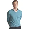 Charles Tyrwhitt Merino V-neck Sweater In Aqua Green