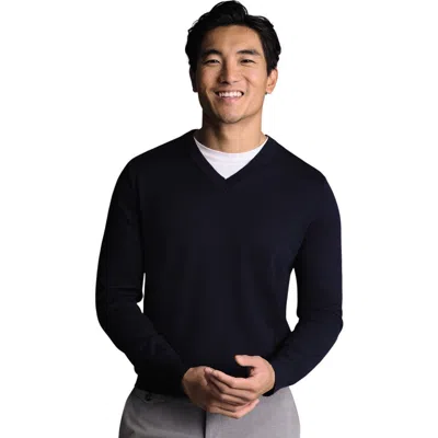 Charles Tyrwhitt Merino V-neck Sweater In Black