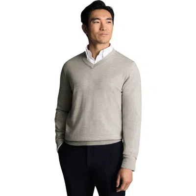Charles Tyrwhitt Merino V-neck Sweater In Gray