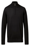 Charles Tyrwhitt Merino Wool Quarter Zip Sweater In Black