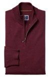 Charles Tyrwhitt Merino Wool Quarter Zip Sweater In Burgundy Red