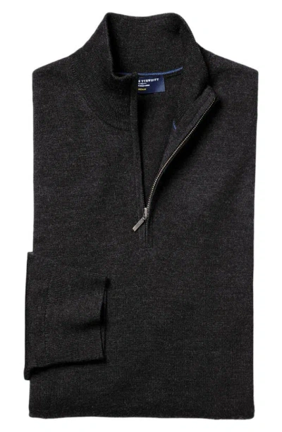Charles Tyrwhitt Merino Wool Quarter Zip Jumper In Black