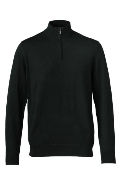 Charles Tyrwhitt Merino Wool Quarter Zip Sweater In Forest Green