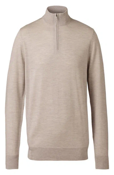 Charles Tyrwhitt Merino Zip Neck Wool Sweater In Neutral