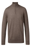 Charles Tyrwhitt Merino Wool Quarter Zip Sweater In Brown
