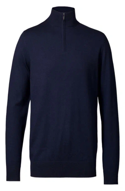 Charles Tyrwhitt Merino Wool Quarter Zip Jumper In Blue