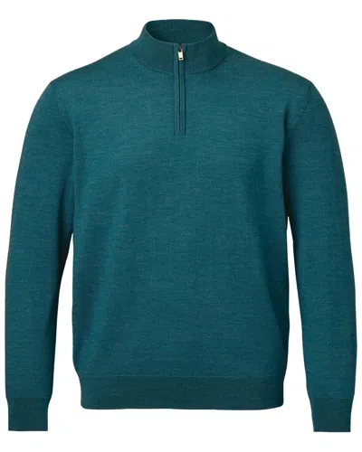 Charles Tyrwhitt Merino Wool Zip Neck Sweater In Green