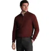Charles Tyrwhitt Merino Zip Neck Long Sleeve Sweater In Burgundy