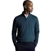 Charles Tyrwhitt Merino Zip Neck Long Sleeve Sweater In Green