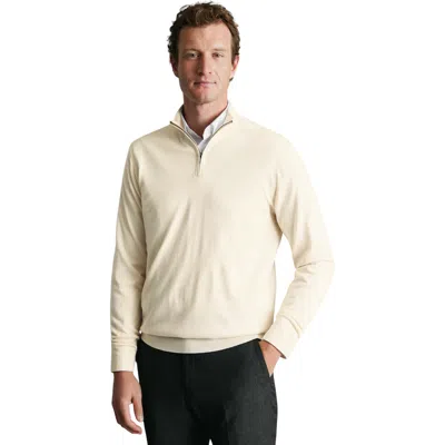 Charles Tyrwhitt Merino Zip Neck Long Sleeve Sweater In Neutral