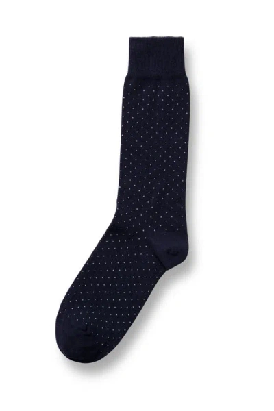 Charles Tyrwhitt Micro Dash Socks In Navy & White