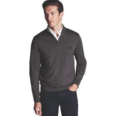 Charles Tyrwhitt New York Jets Merino Zip Neck Sweater In Grey
