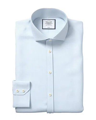 Charles Tyrwhitt Non-iron 4 Way Stretch Hairline Shirt In Blue