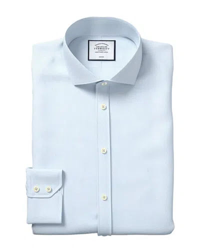 Charles Tyrwhitt Non-iron 4 Way Stretch Hairline Slim Fit Shirt In Blue