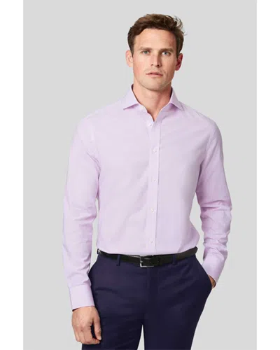 Charles Tyrwhitt Non-iron 4 Way Stretch Pow Check Slim Fit Shirt In Purple