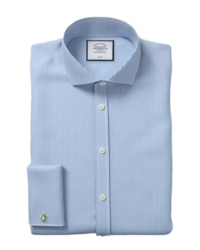 Charles Tyrwhitt Non-iron Bengal Stripe Super Slim Fit Shirt In Blue