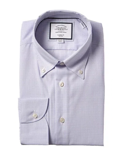 Charles Tyrwhitt Non-iron Button-down Check Classic Fit Shirt In Blue