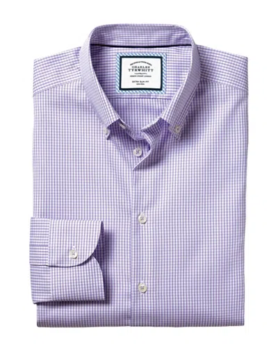 Charles Tyrwhitt Non-iron Button Down Check Extra Slim Fit Shirt In Pink