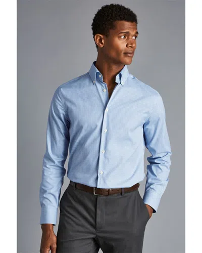 Charles Tyrwhitt Non-iron Button Down Check Slim Fit Shirt In Blue
