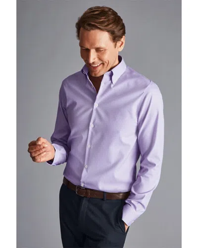 Charles Tyrwhitt Non-iron Button Down Check Slim Fit Shirt In Pink