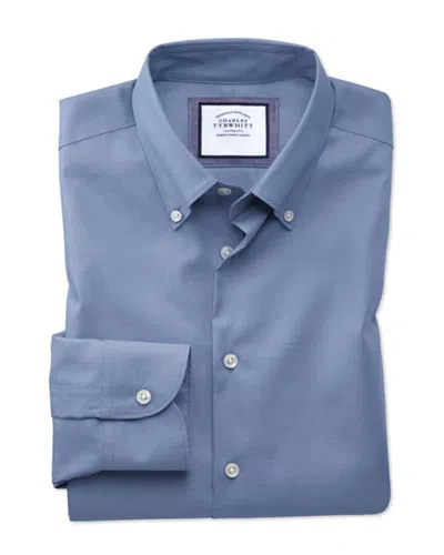 Charles Tyrwhitt Non-iron Button Down Slim Fit Shirt In Blue