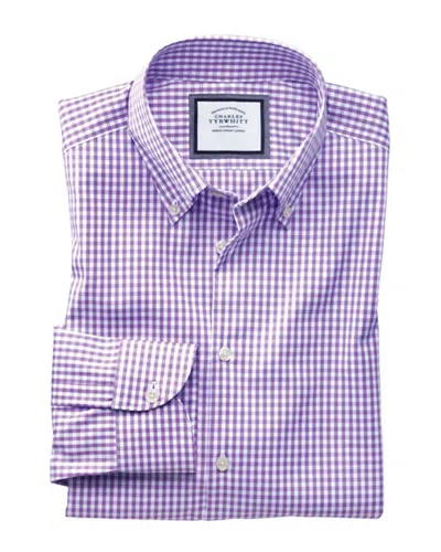 Charles Tyrwhitt Non-iron Button Down Slim Fit Shirt In Purple
