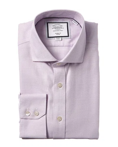 Charles Tyrwhitt Non-iron Cambridge Weave Cutaway Classic Fit In Purple