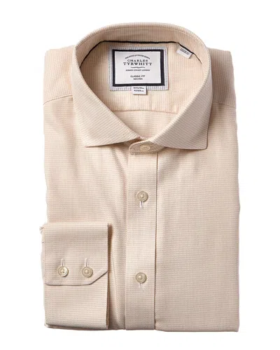 Charles Tyrwhitt Non-iron Cambridge Weave Cutaway Classic Fit Shirt In Neutral
