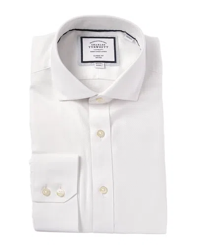 Charles Tyrwhitt Non-iron Cambridge Weave Cutaway Classic Fit Shirt In White