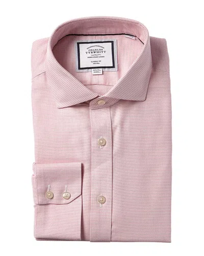 Charles Tyrwhitt Non-iron Cambridge Weave Cutaway Classic Fit Shirt In Pink