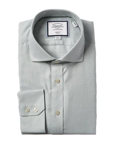 Charles Tyrwhitt Non-iron Cambridge Weave Cutaway Classic Fit Shirt In Green