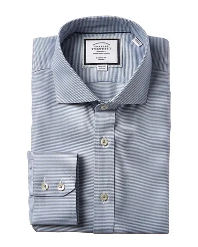 Charles Tyrwhitt Non-iron Cambridge Weave Cutaway Classic Fit Shirt In Blue