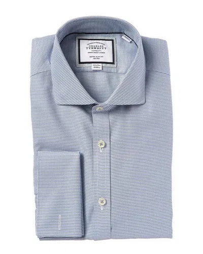 Charles Tyrwhitt Non-iron Cambridge Weave Cutaway Extra Slim Fit Shirt In Blue