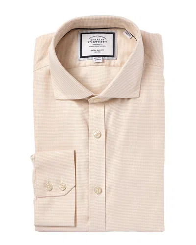 Charles Tyrwhitt Non-iron Cambridge Weave Cutaway Extra Slim Fit Shirt In Orange