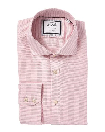 Charles Tyrwhitt Non-iron Cambridge Weave Cutaway Extra Slim Fit Shirt In Pink