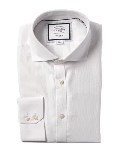 Charles Tyrwhitt Non-iron Cambridge Weave Cutaway Extra Slim Fit Shirt In White