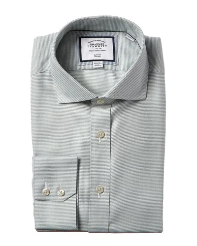 Charles Tyrwhitt Non-iron Cambridge Weave Cutaway Slim Fit Shirt In Gray