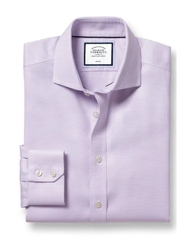 Charles Tyrwhitt Non-iron Cambridge Weave Cutaway Slim Fit Shirt In Purple