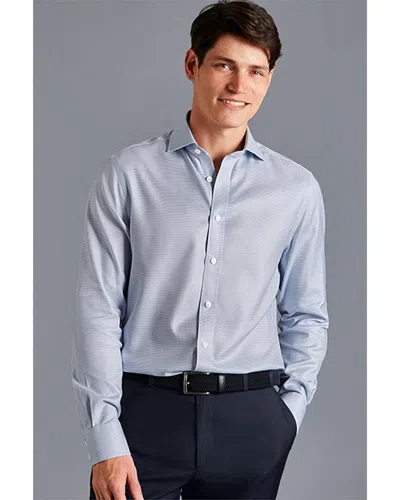 Charles Tyrwhitt Non-iron Cambridge Weave Cutaway Slim Fit Shirt In Blue