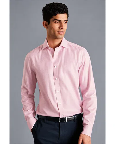 Charles Tyrwhitt Non-iron Cambridge Weave Cutaway Slim Fit Shirt In Pink