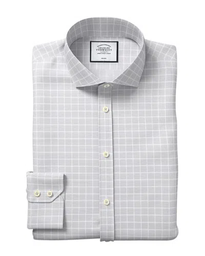 Charles Tyrwhitt Non-iron Check Cutaway Slim Fit Shirt In Gray