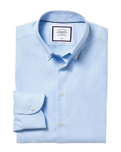 Charles Tyrwhitt Non-iron Check Shirt In Blue