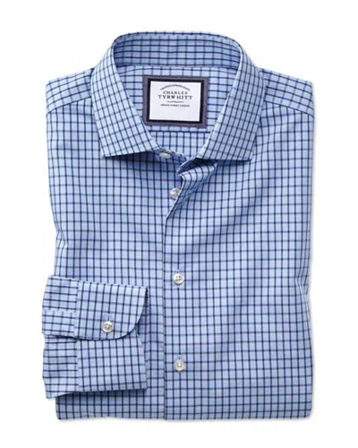 Charles Tyrwhitt Non-iron Check Slim Fit Shirt In Blue