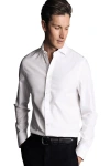 Charles Tyrwhitt Men's Non-iron Clifton Weave Cutaway Slim Fit Shirt Double Cuff In White