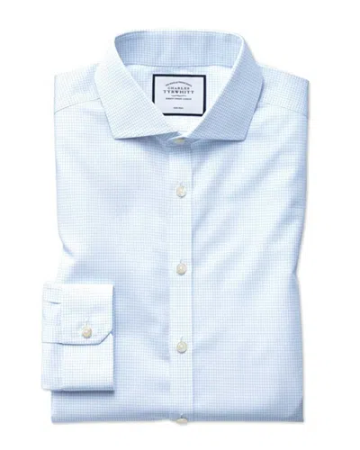Charles Tyrwhitt Non-iron Cool Micro Check Cutaway Super Slim Shirt In Blue