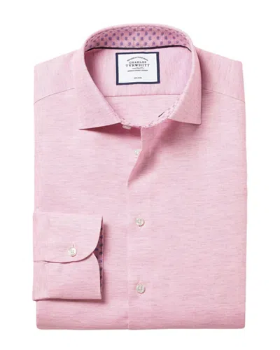 Charles Tyrwhitt Non-iron Linen-blend Stretch Extra Slim Fit Shirt In Pink